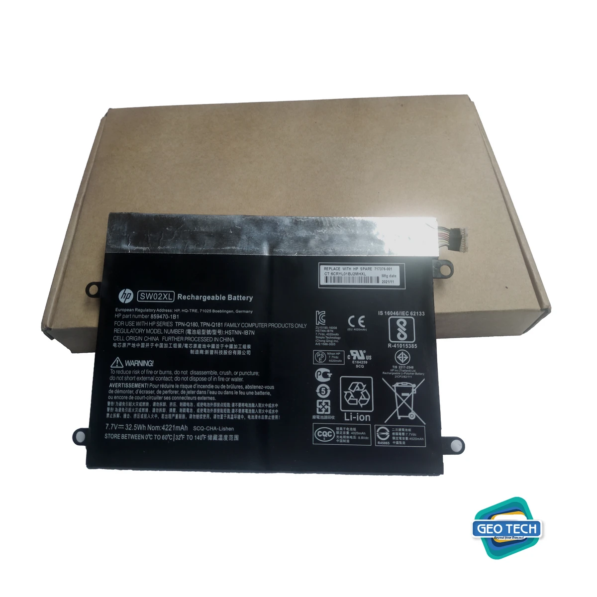 SW02XL Laptop Battery for HP X2 10-P018WM 10-P 10-P010NR 10-P011NF 10-P011NR 10-P013NS 210 G2 Series 859470-421 859517-855 HSTNN-IB7N HSTNN-LB7N 859470-1B1 TPN-Q180 TPN-Q181 7.7V 32.5Wh